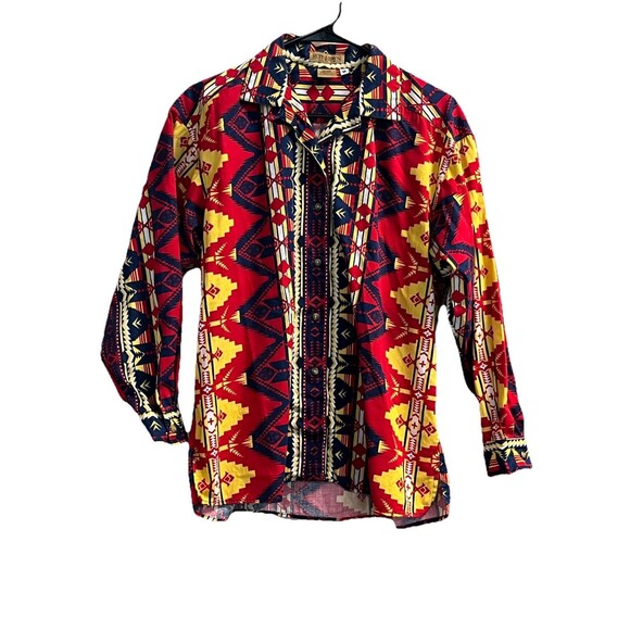 Ruff Hewn Geometric Print Cotton Button Wrap Skirt Set Buffalo Nickel  Sz 8/M - Picture 13 of 16